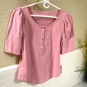 Anthropologie Pink Polo with puff sleeves. NEW w/ Tags . Size Small